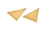 Brass Triangle Charm, 10 Raw Brass Triangle Connectors With 8 Holes, Earrings, Findings (26x23x1mm) D1180