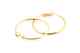 Gold Earring Clasp, 2 Gold Plated Brass Round Earring Findings (40x1.8mm) D1318 Q0934