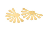 Brass Sun Charm, 6 Raw Brass Sun Charms With 1 Hole, Findings, Earrings (58x36x0.50mm) D1118