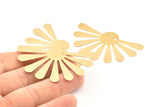 Brass Sun Charm, 6 Raw Brass Sun Charms With 1 Hole, Findings, Earrings (58x36x0.50mm) D1118