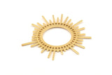 Brass Sun Charm, 6 Raw Brass Sun Charms, Findings, Earrings, Pendants (46x1mm) D1234