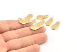 Brass Irregular Charm, 24 Raw Brass Wavy Charms With 1 Hole, Findings (20x9x0.60mm) D1074