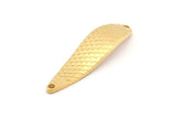 Brass Irregular Charm, 3 Raw Brass Fish Scale Marquise Connectors With 2 Hole, Findings (51x13x2mm) D1035