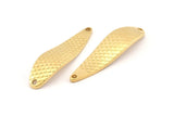 Brass Irregular Charm, 3 Raw Brass Fish Scale Marquise Connectors With 2 Hole, Findings (51x13x2mm) D1035