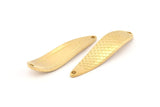 Brass Irregular Charm, 3 Raw Brass Fish Scale Marquise Connectors With 2 Hole, Findings (51x13x2mm) D1035
