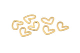 Brass Heart Charm, 50 Raw Brass Heart Connectors, Findings (11x14x1mm) D1195