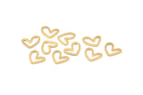 Brass Heart Charm, 50 Raw Brass Heart Connectors, Findings (11x14x1mm) D1195