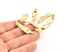 Brass Wavy Charm, 8 Raw Brass Wavy U Shaped Charms With 1 Hole, Earrings, Findings (49x25x0.50mm) D1158
