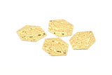 Brass Hexagon Charm, 12 Hammered Raw Brass Hexagon Charms With 1 Hole, Findings (29x21x1mm) D1019