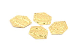 Brass Hexagon Charm, 12 Hammered Raw Brass Hexagon Charms With 1 Hole, Findings (29x21x1mm) D1019