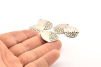Silver Drop Charm, 8 Antique Silver Plated Brass Drop Charms With 1 Hole, Earrings, Findings (25x19x0.60mm) D1203
