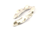 Silver Wavy Charm, 4 Antique Silver Plated Brass Wavy U Shaped Charms With 1 Hole, Earrings, Findings (49x25x0.50mm) D1158 H1135