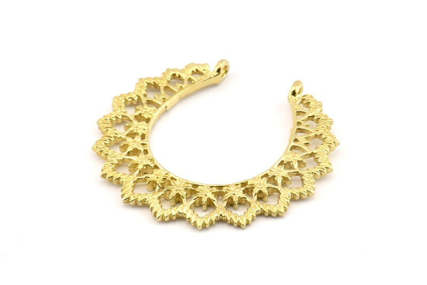 Brass Leaf Charm, Raw Brass Leaf Pendants With 2 Loops, Earrings, Findings (40x38x2mm) N1039