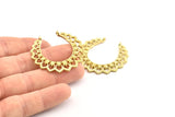 Brass Leaf Charm, Raw Brass Leaf Pendants With 2 Loops, Earrings, Findings (40x38x2mm) N1039