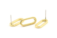 Brass Oval Earring, 8 Raw Brass Oval Stud Earrings (20x8x1.5mm) E004 A1268