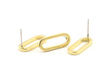 Brass Oval Earring, 8 Raw Brass Oval Stud Earrings (20x8x1.5mm) E004 A1268