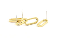 Brass Oval Earring, 8 Raw Brass Oval Stud Earrings (20x8x1.5mm) E004 A1268
