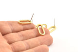 Brass Oval Earring, 8 Raw Brass Oval Stud Earrings (20x8x1.5mm) E004 A1268