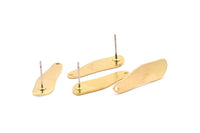 Brass Irregular Earring, 8 Raw Brass Irregular Shape Stud Earrings With 1 Hole, Findings (26x8x1mm) D0656 A1286