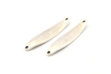 Silver Irregular Charm, 2 Antique Silver Plated Brass Marquise Connectors With 2 Hole, Findings (46x10x1.5mm) D1114