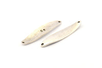 Silver Irregular Charm, 2 Antique Silver Plated Brass Marquise Connectors With 2 Hole, Findings (46x10x1.5mm) D1114