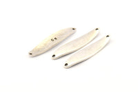 Silver Irregular Charm, 2 Antique Silver Plated Brass Marquise Connectors With 2 Hole, Findings (46x10x1.5mm) D1114
