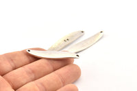Silver Irregular Charm, 2 Antique Silver Plated Brass Marquise Connectors With 2 Hole, Findings (46x10x1.5mm) D1114