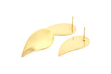 Gold Drop Earring, 2 Gold Plated Brass Drop Stud Earrings (33x16x1mm) D0781 A1166 Q0833