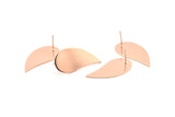Rose Gold Drop Earring, 2 Rose Gold Plated Brass Drop Stud Earrings (33x16x1mm) D0781 A1166 Q0833