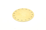 Brass Round Charm, 12 Raw Brass Round Charms With 15 Holes, Findings (25x0.70mm) A1293