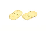 Brass Round Charm, 12 Raw Brass Round Charms With 15 Holes, Findings (25x0.70mm) A1293