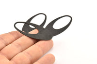 Black Ellipse Charm, 4 Oxidized Black Brass Textured Ellipse Shaped Charms Without Hole, Findings (49x24x0.70mm) D0814