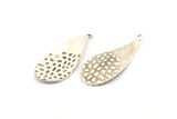 Silver Drop Charm, 8 Antique Silver Plated Brass Drop Charms With 1 Loop, Earrings, Findings (35x15x0.60mm) D1086