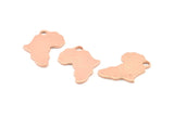 Rose Gold Africa Charm, 2 Rose Gold Plated Brass African Continent Pendants With 1 Hole, Findings (24x16x1.2mm) D979 Q0878