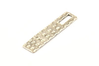 Silver Rectangle Charm, Antique Silver Plated Brass Rectangle Charms, Findings (51x12x1.2mm) N1072