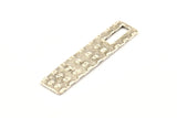 Silver Rectangle Charm, Antique Silver Plated Brass Rectangle Charms, Findings (51x12x1.2mm) N1072