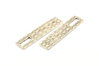 Silver Rectangle Charm, Antique Silver Plated Brass Rectangle Charms, Findings (51x12x1.2mm) N1072
