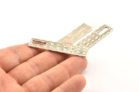 Silver Rectangle Charm, Antique Silver Plated Brass Rectangle Charms, Findings (51x12x1.2mm) N1072