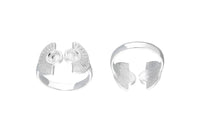Silver Ring Settings, 925 Silver Half Moon Ring With 2 Stone Setting - Pad Size 4mm E635