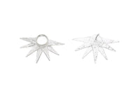 Silver Sun Earring, 2 925 Silver Sunshine Stud Earrings - Pad Size 8mm N0700