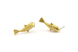Brass Koi Fish Earring, 6 Raw Brass Koi Fish Stud Earrings, Jewelry Supplies, Findings (24x8mm) N0422 A1205