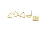 Brass Triangle Earring, 12 Raw Brass Triangle Stud Earrings (14x0.8x2mm) Bs 1200 A1206
