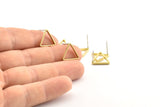 Brass Triangle Earring, 12 Raw Brass Triangle Stud Earrings (14x0.8x2mm) Bs 1200 A1206