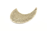 Silver Wavy Charm, 2 Textured Antique Silve Plated Brass Wavy Charms With 2 Holes, Findings, Connectors (40x30x1mm) N1071