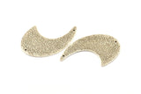 Silver Wavy Charm, 2 Textured Antique Silve Plated Brass Wavy Charms With 2 Holes, Findings, Connectors (40x30x1mm) N1071