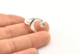Silver Ring Settings, 925 Silver Moon And Planet Ring With 1 Stone Setting - Pad Size 4mm N0799