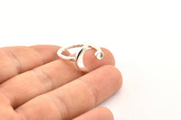 Silver Ring Settings, 925 Silver Moon And Planet Ring With 1 Stone Setting - Pad Size 3mm N1020