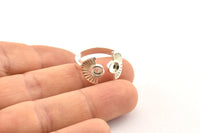 Silver Ring Settings, 925 Silver Half Moon Ring With 2 Stone Setting - Pad Size 4mm E635