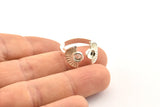 Silver Ring Settings, 925 Silver Half Moon Ring With 2 Stone Setting - Pad Size 4mm E635