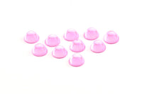 Pembe Cam Kabaşon, 12 Pembe Cam Daire Boncuk (8x5mm)